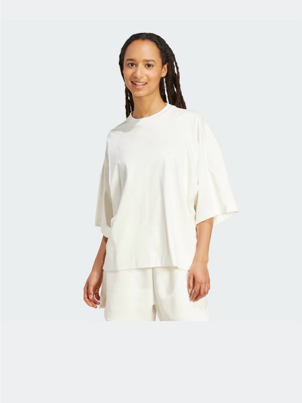 Adidas SOFT LUX LOOSE TEE, Size: Small, Color: Off White
